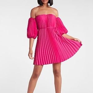Express Hot Pink Pleated Mini Dress